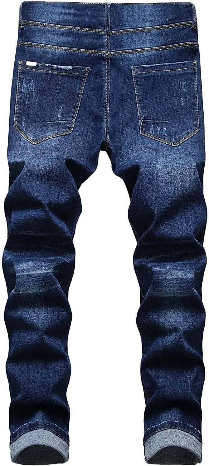 Men's Relaxed Fit Jeans,Stretch Comfortable Work Jeans Men's Fashion Straight Fit Slim Jeans