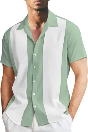 Mens Short Sleeve Shirts Men's Linen Shirts Short Sleeve Button Down Fashion Textured Summer Beach Shirt Soft