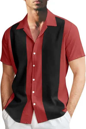 Mens Short Sleeve Shirts Men's Linen Shirts Short Sleeve Button Down Fashion Textured Summer Beach Shirt Soft