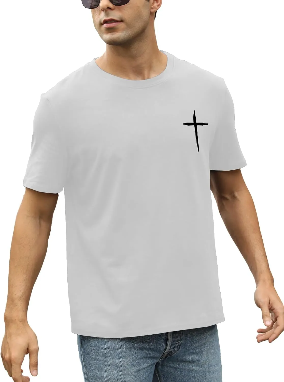 Mens Short Sleeve T-Shirts Crew Neck T Shirts Faith Christ Shirts