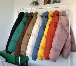 Men's Solid Color Bubble Puffer Down Hip-Hop Bomber Jacket