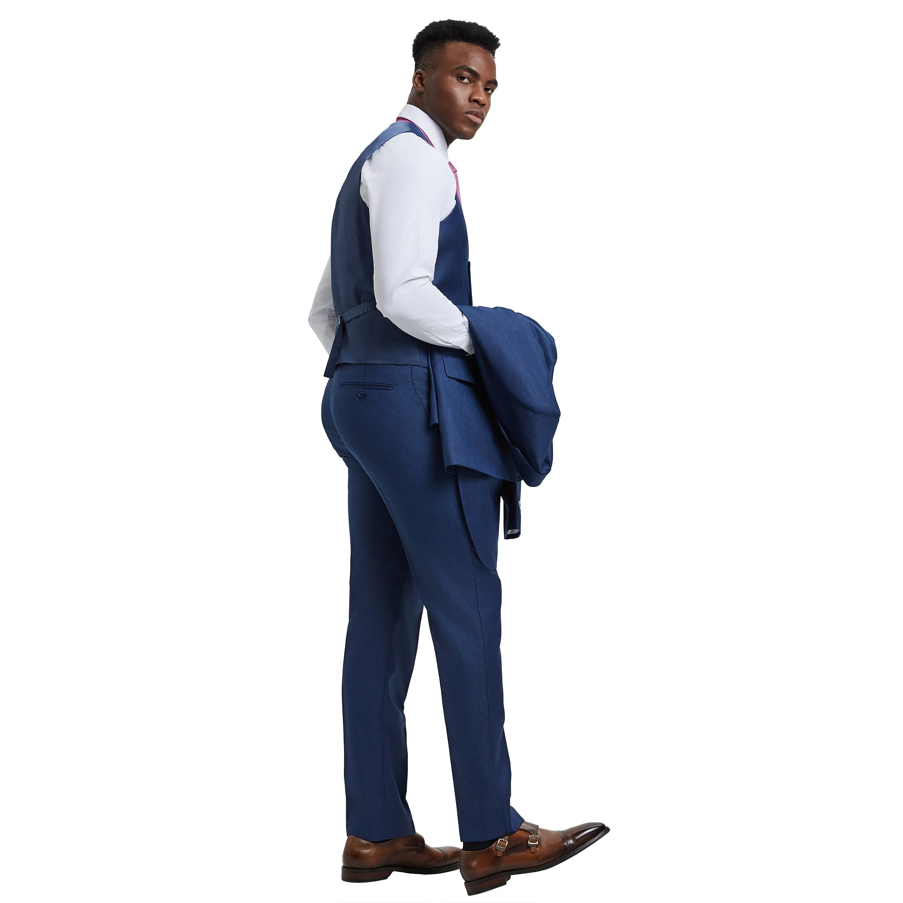 Men's Stacy Adams Sharkskin 3-Piece Suit