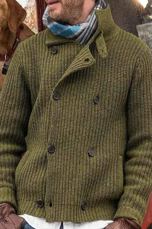 Men's Stand-up Collar Double Breasted Jacket