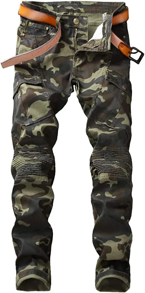 Men's Straight Slim Fit Ripped Distressed Drip Patch Jeans