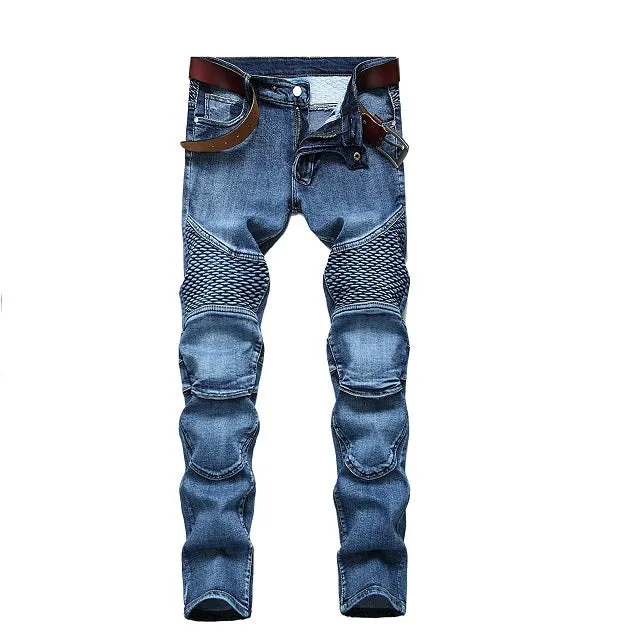 Men's Straight Slim Fit Ripped Distressed Drip Patch Jeans