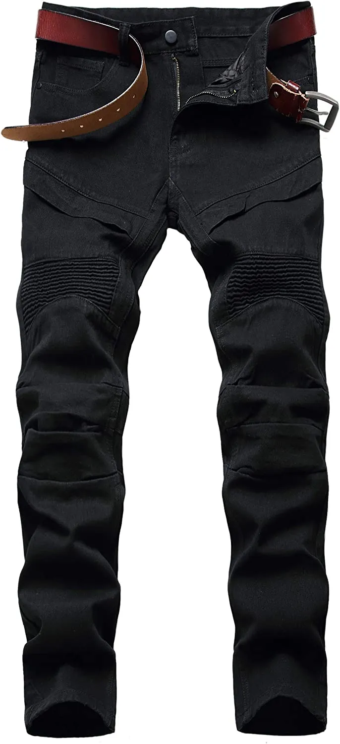 Men's Straight Slim Fit Ripped Distressed Drip Patch Jeans