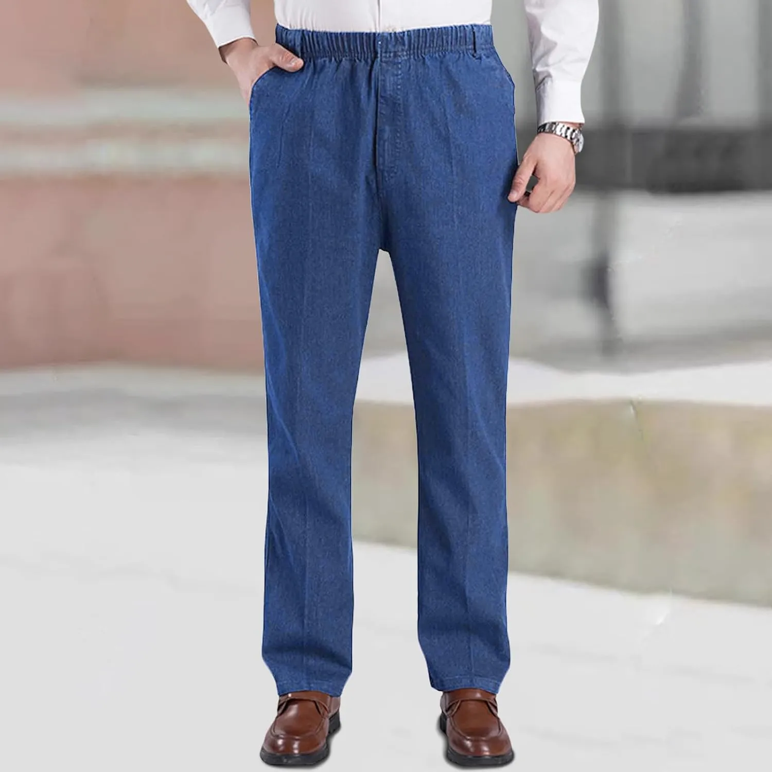Mens Stretch Jeans Straight Fit Work Jeans Comfortable Stretch Denim Tactical Jeans Vintage Wash