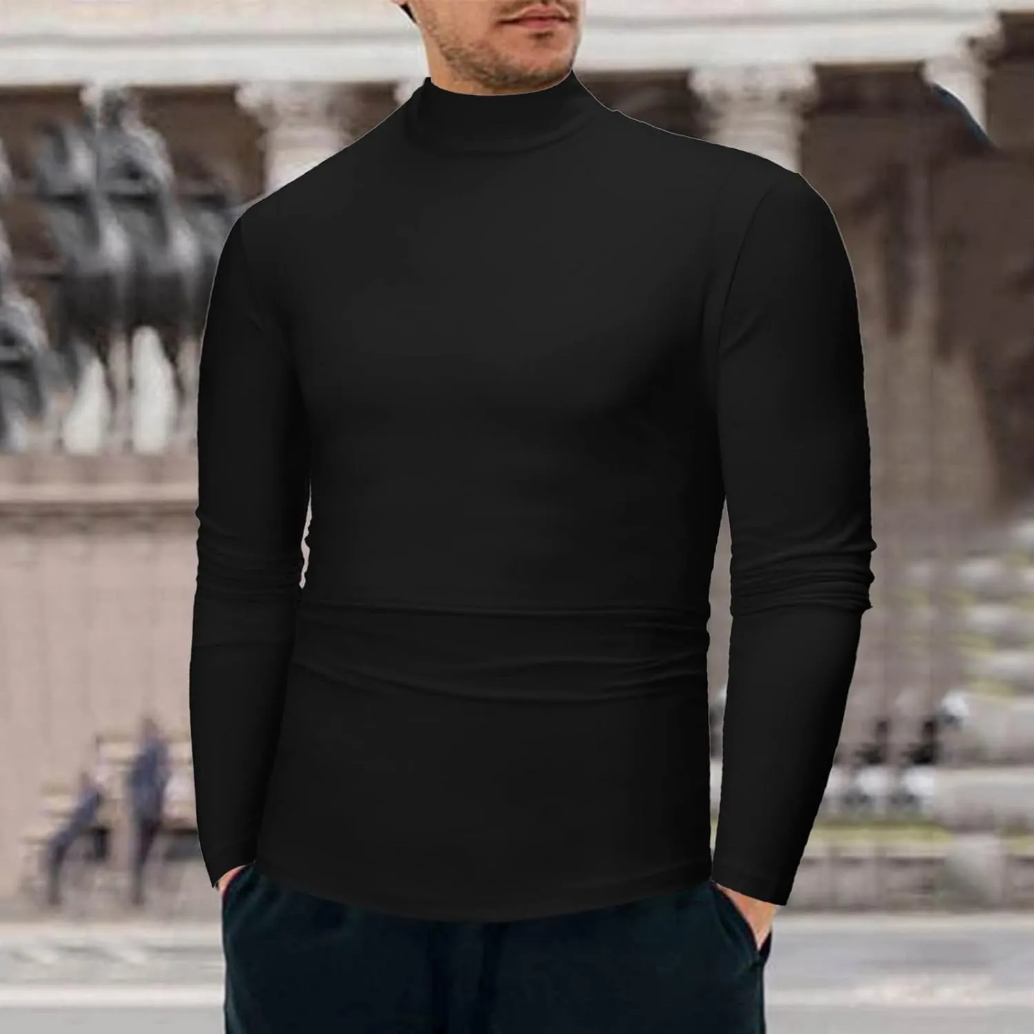 Men's Summer Shirts Long Sleeve High Collar Sexy Comfortable Leisure Style Sport Pants Comfy Fashion Trendy Tee