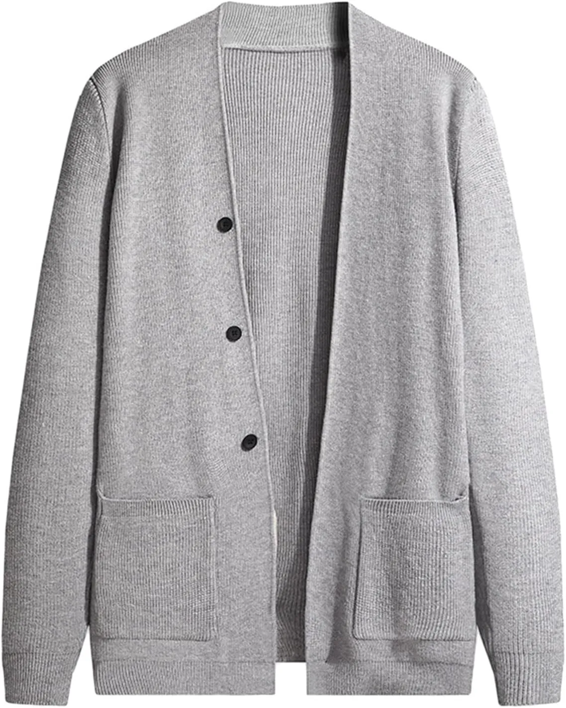 Mens Sweater Jacket Mens Solid Long Sleeve V Neck Cardigan Button Down Sweaters Coat with Front Pocket