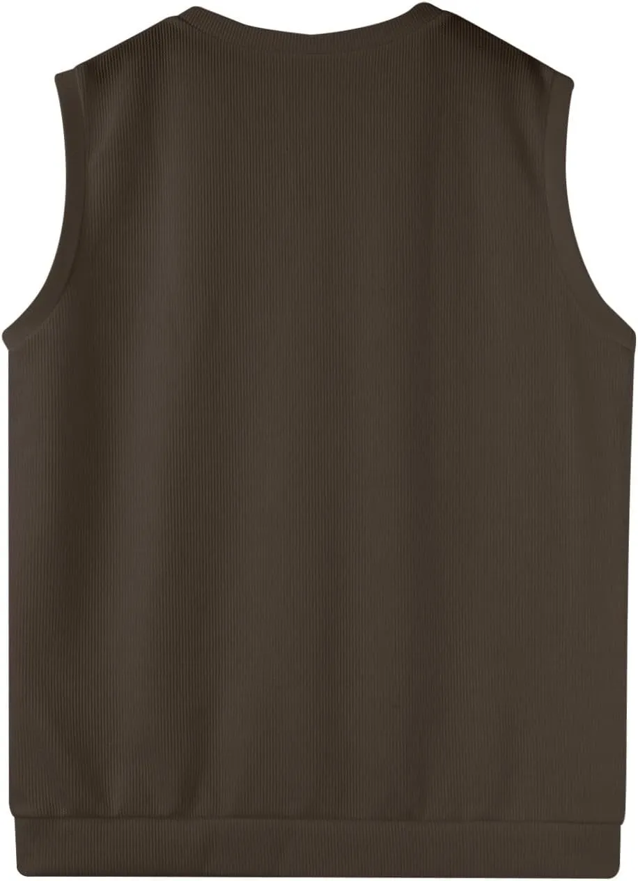 Mens Sweater Vest Casual Knitted V Neck Sleeveless Shirts Plus Size Relaxed Fit Business Knit Pullover Wool Sweater