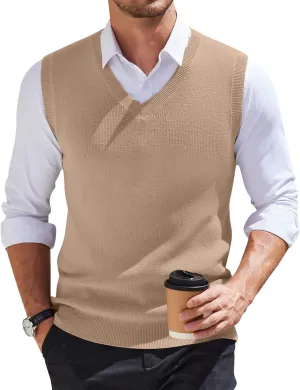 Mens Sweater Vest Relaxed Fit V Neck Sleeveless Knitted Pullover Casual Spring and Fall Sweater Vest
