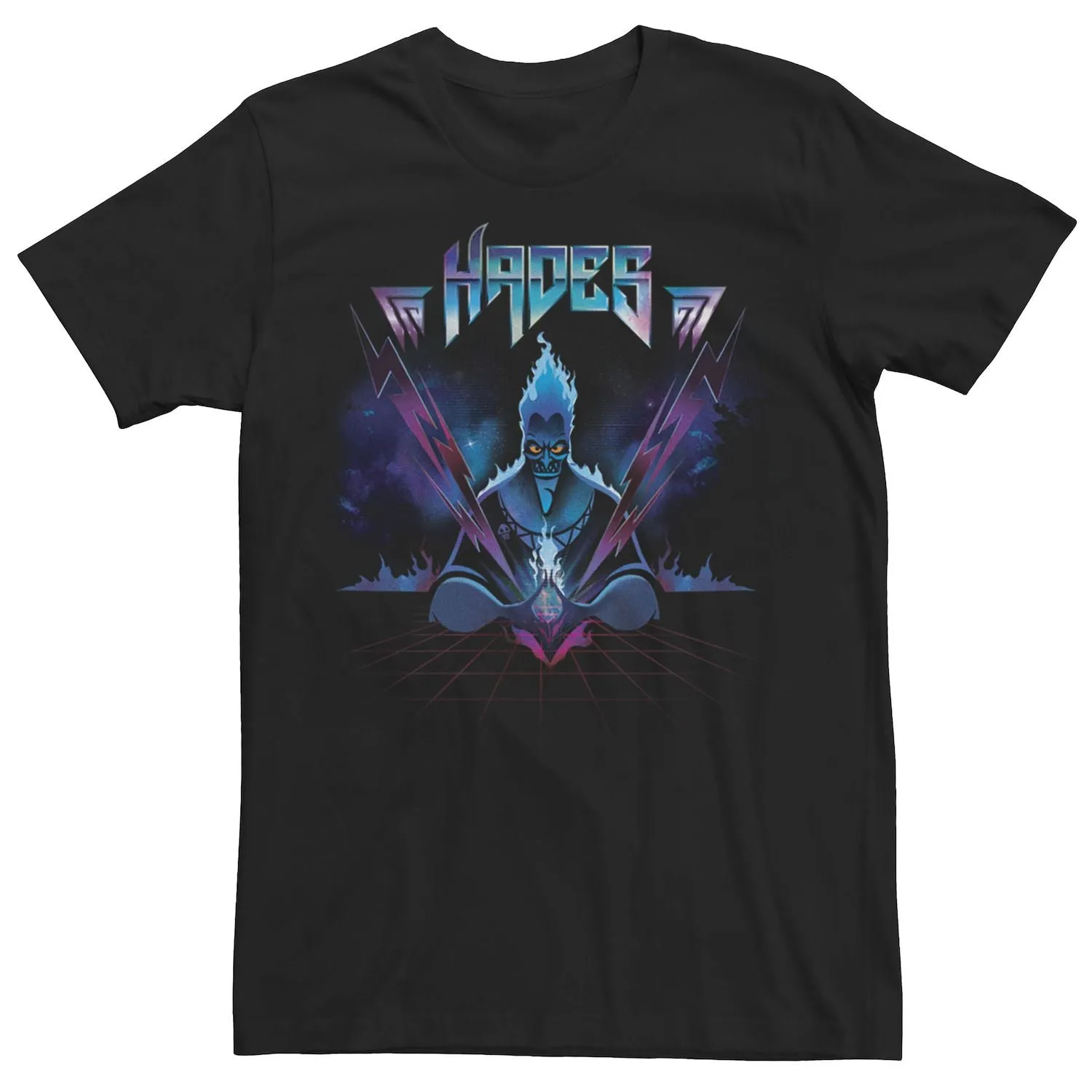Men's T-shirt with a portrait in the style of rock and roll Villains Hades Disney Hades, black