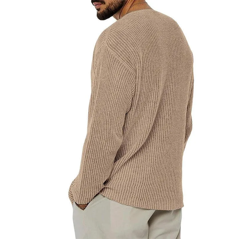 Men's V-Neck Solid Color Sweater - Youth Style