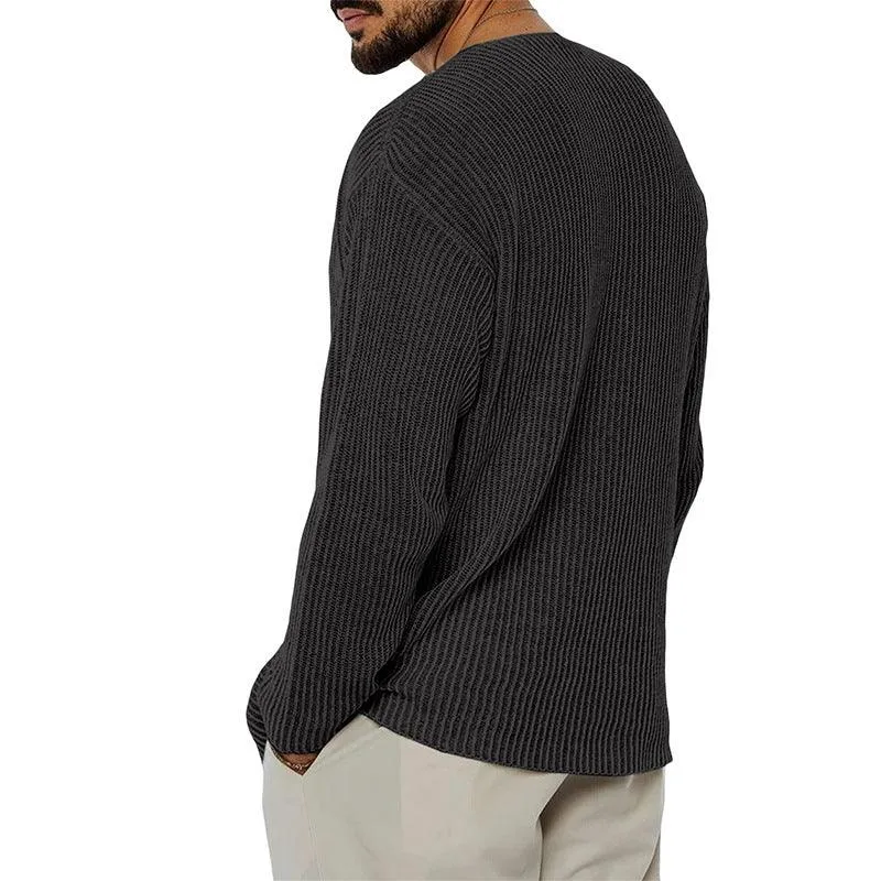 Men's V-Neck Solid Color Sweater - Youth Style