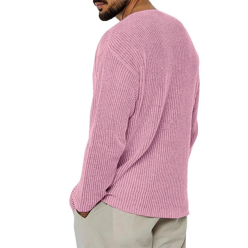 Men's V-Neck Solid Color Sweater - Youth Style