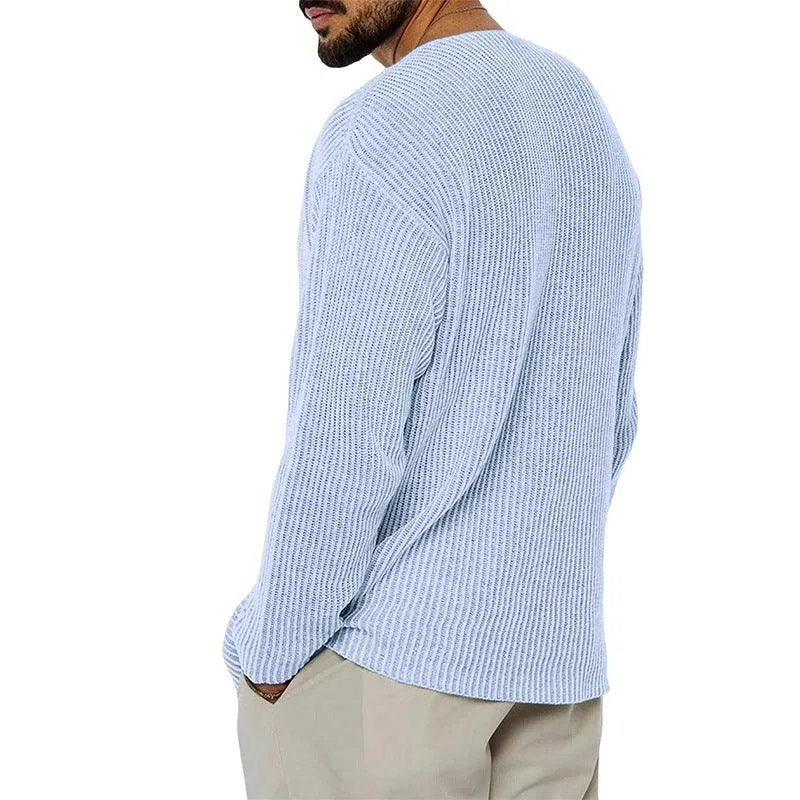 Men's V-Neck Solid Color Sweater - Youth Style