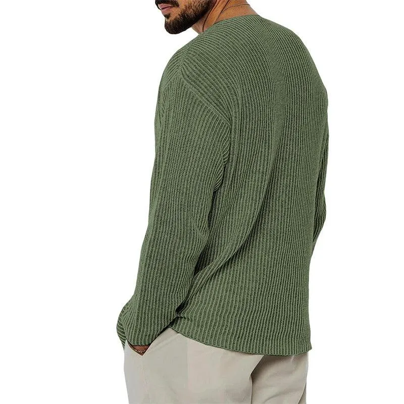Men's V-Neck Solid Color Sweater - Youth Style