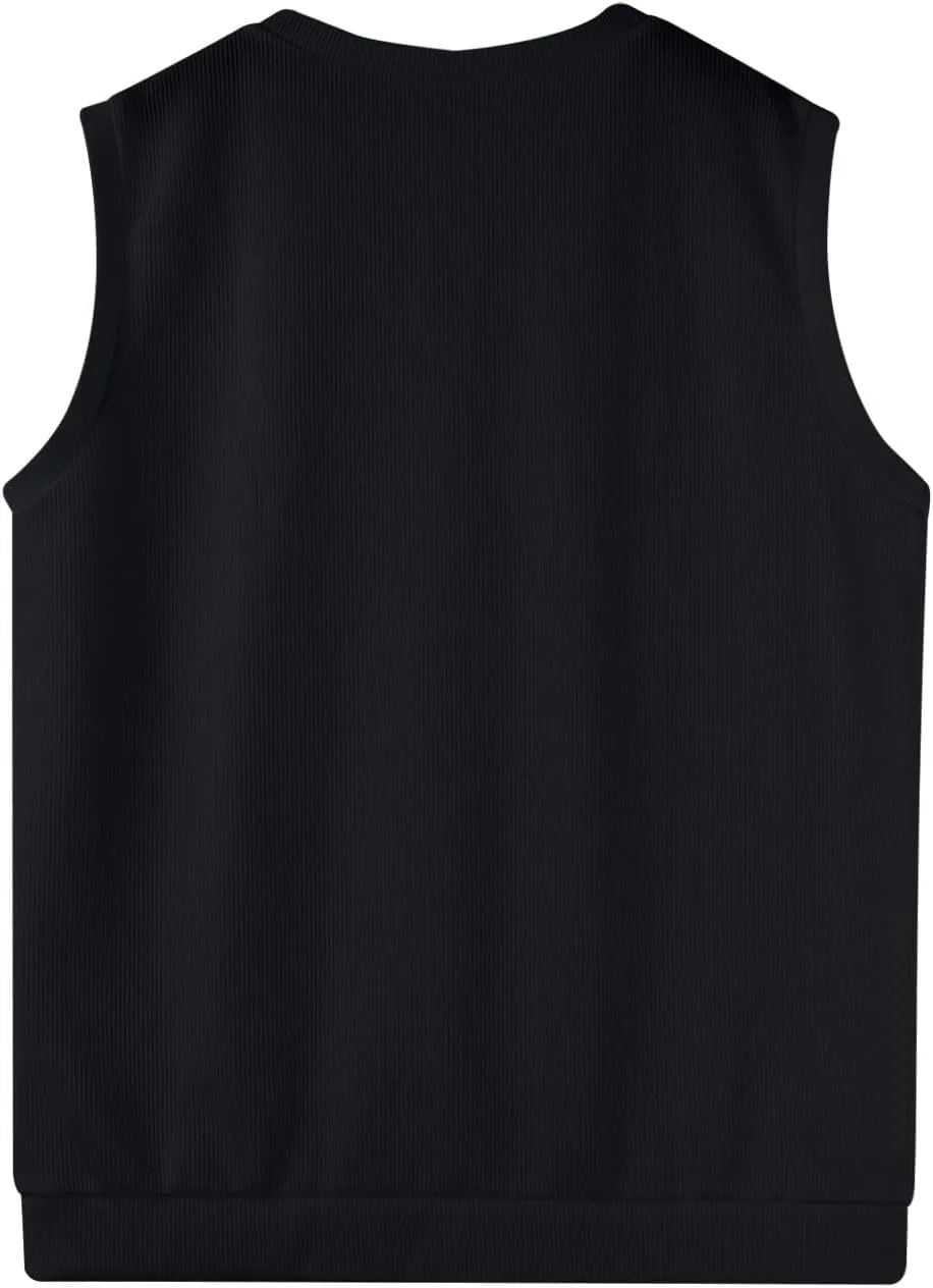 Mens Vest 2025 Lightweight V Neck Pullover Solid Sleeveless Knitted Vest Sweater Business Work Relaxed Fit Tops