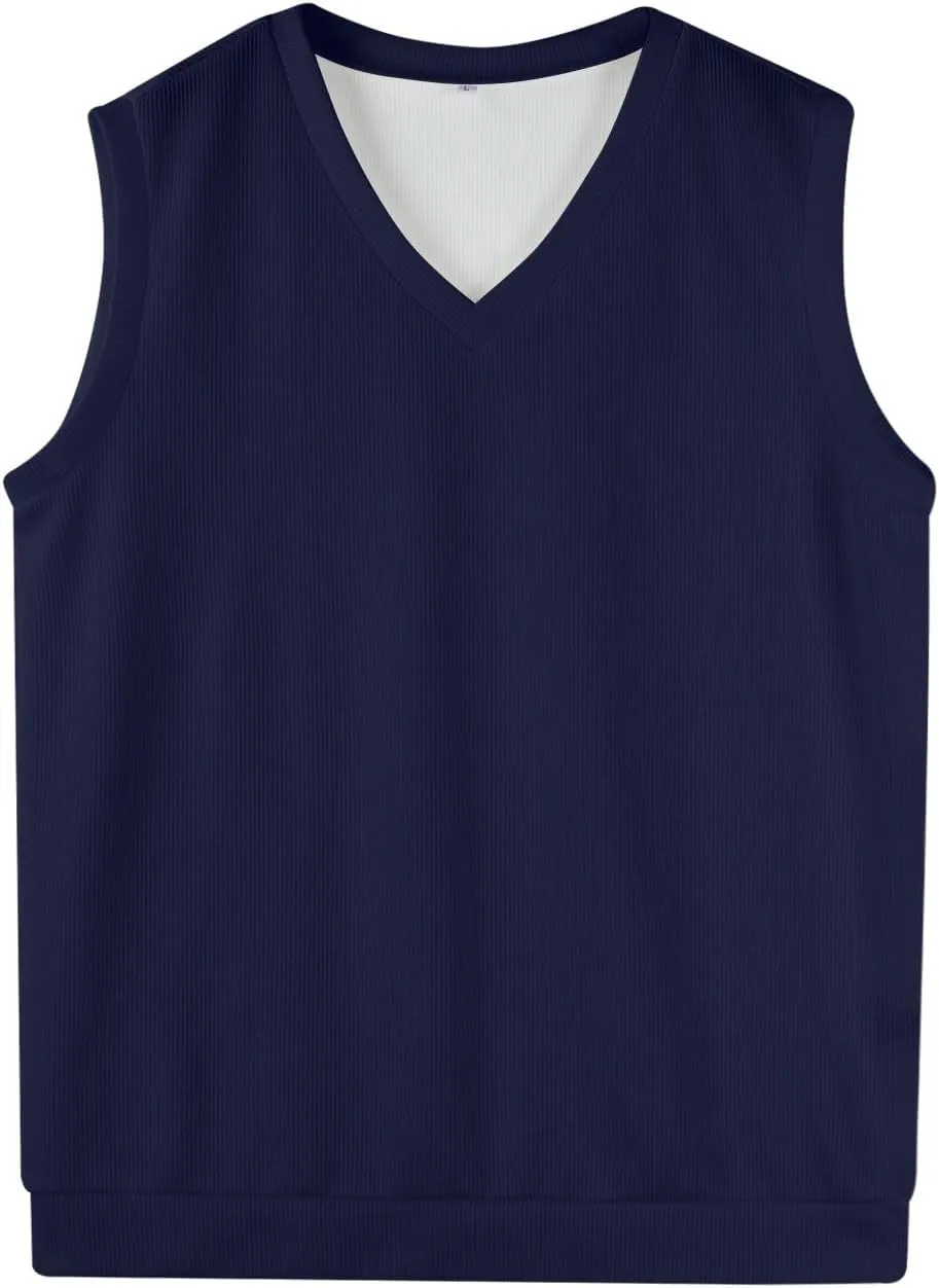 Mens Vest 2025 Lightweight V Neck Pullover Solid Sleeveless Knitted Vest Sweater Business Work Relaxed Fit Tops