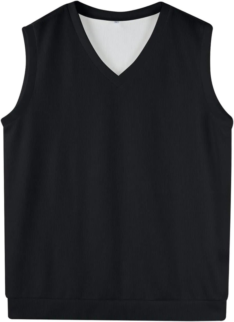 Mens Vest 2025 Lightweight V Neck Pullover Solid Sleeveless Knitted Vest Sweater Business Work Relaxed Fit Tops