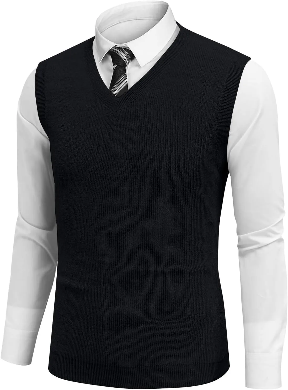 Mens Vest 2025 Lightweight V Neck Pullover Solid Sleeveless Knitted Vest Sweater Business Work Relaxed Fit Tops