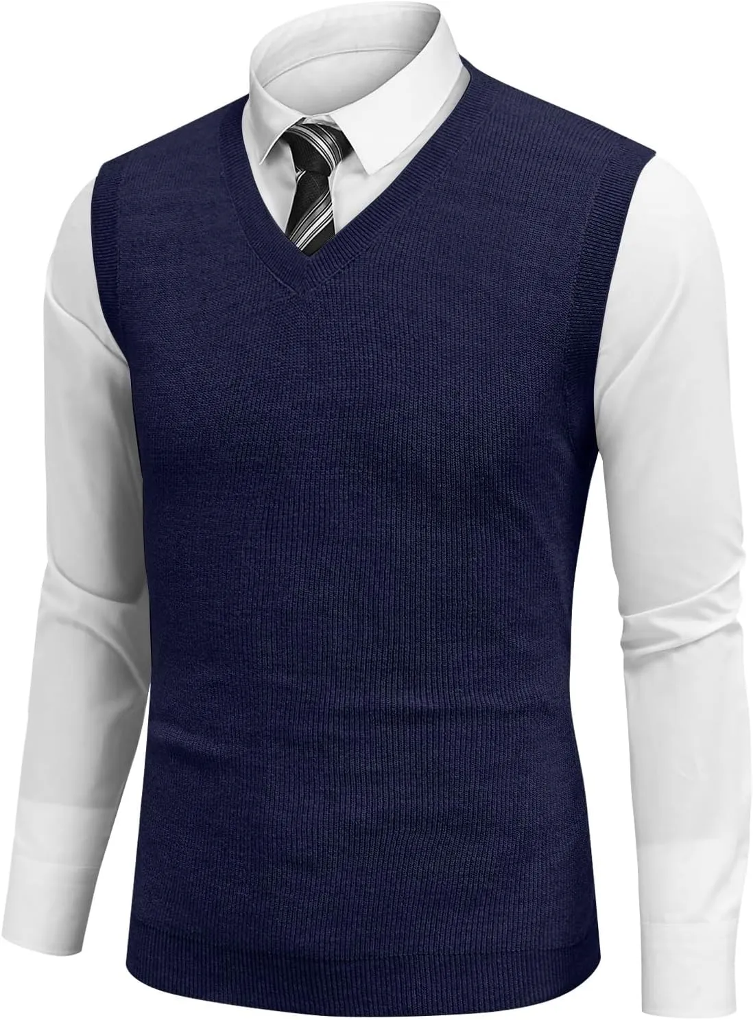 Mens Vest 2025 Lightweight V Neck Pullover Solid Sleeveless Knitted Vest Sweater Business Work Relaxed Fit Tops