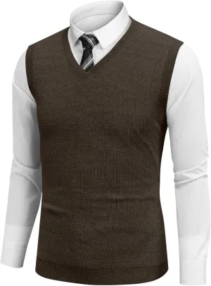 Mens Vest Relaxed Fit 2025 Lightweight Pullover Knitted V Neck Sleeveless Tops Business Work Solid Vest Sweater