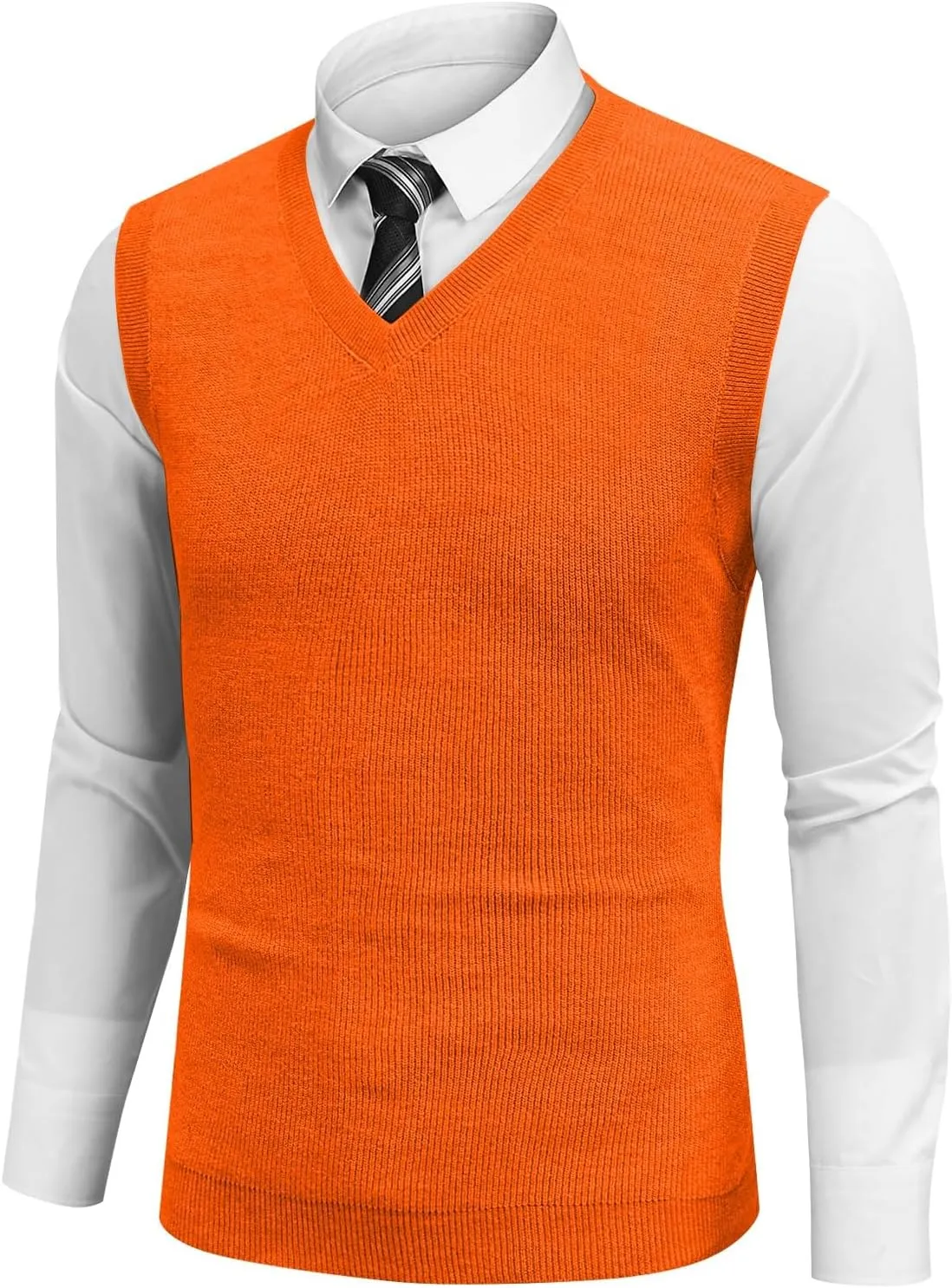 Men's Vest Relaxed Fit Solid Pullover V Neck Knitted Business Work Tops Sleeveless 2025 Lightweight Vest Sweater