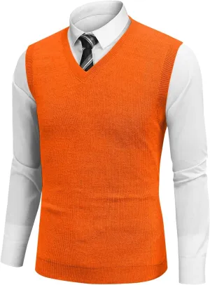 Men's Vest Relaxed Fit Solid Pullover V Neck Knitted Business Work Tops Sleeveless 2025 Lightweight Vest Sweater