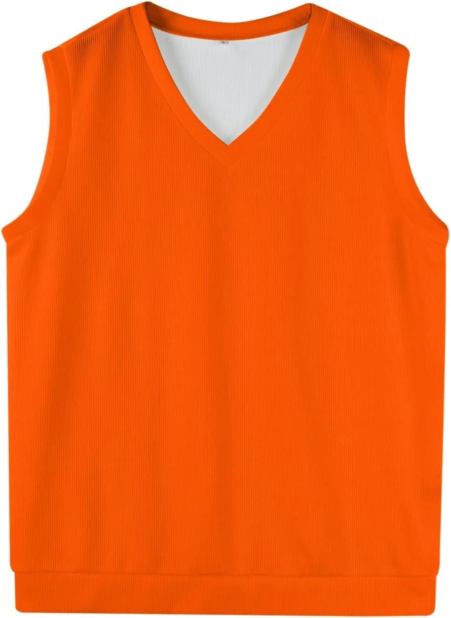 Men's Vest Relaxed Fit Solid Pullover V Neck Knitted Business Work Tops Sleeveless 2025 Lightweight Vest Sweater