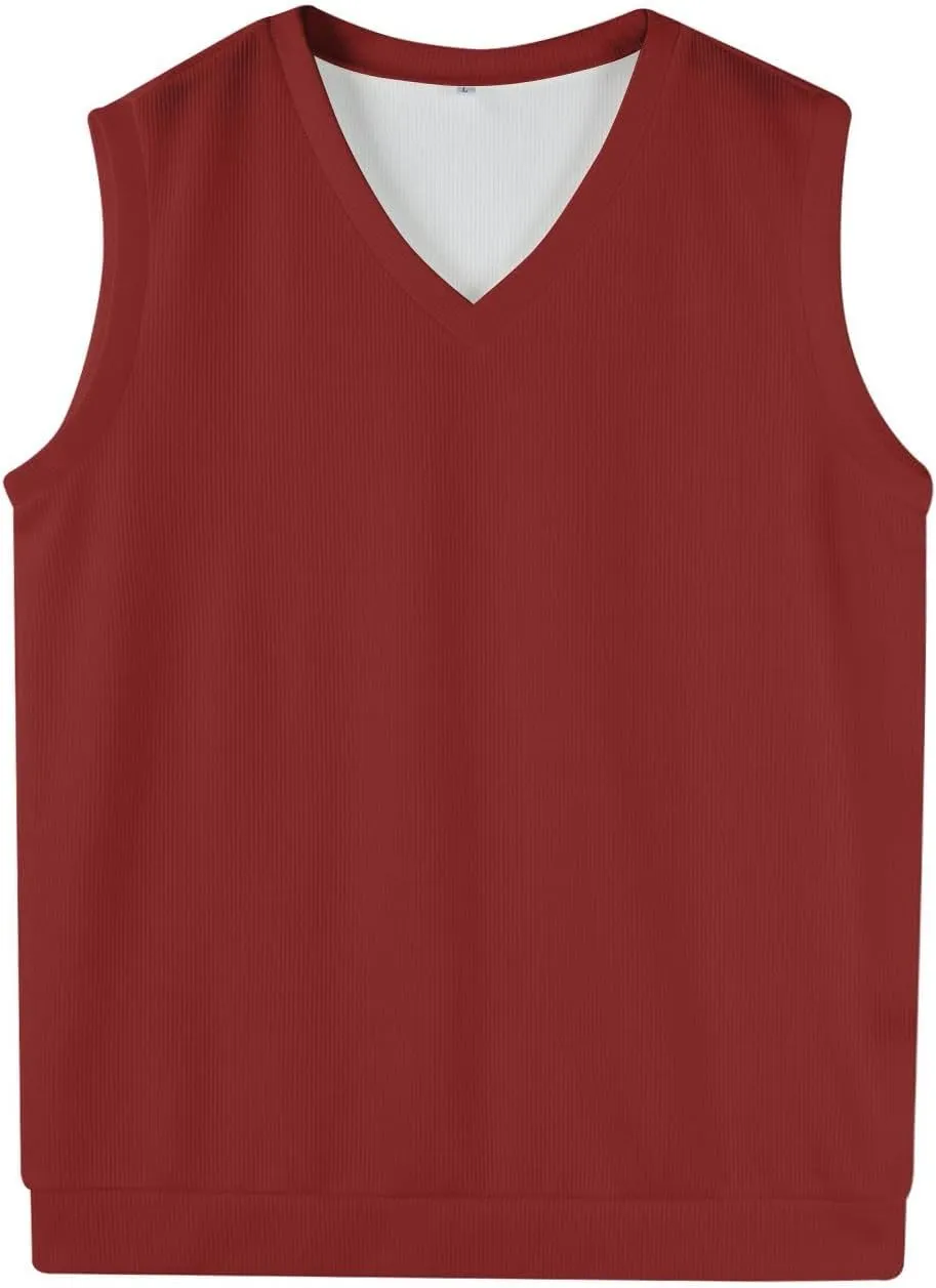 Mens Vest Sleeveless Relaxed Fit Pullover Solid 2025 Lightweight Business Work Vest Sweater V Neck Knitted Tops