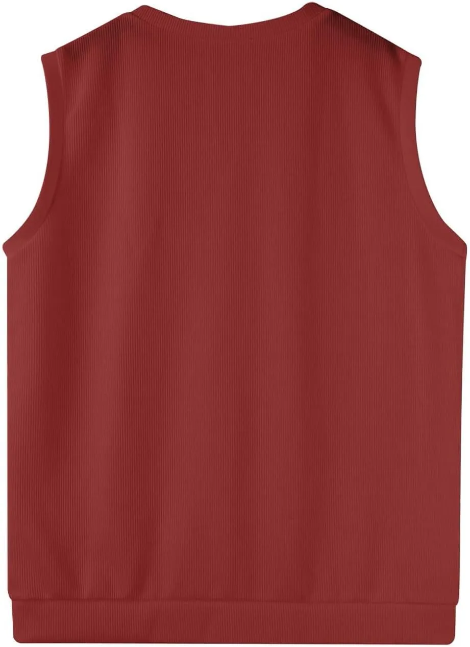 Mens Vest Sleeveless Relaxed Fit Pullover Solid 2025 Lightweight Business Work Vest Sweater V Neck Knitted Tops