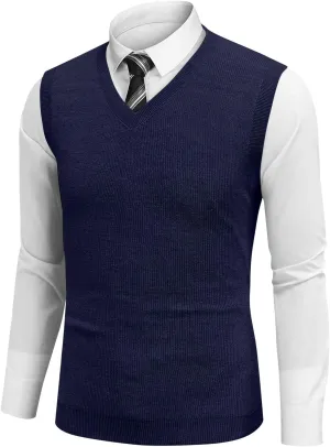Mens Vest V Neck Knitted Tops Solid Business Work Relaxed Fit Pullover 2025 Lightweight Sleeveless Vest Sweater