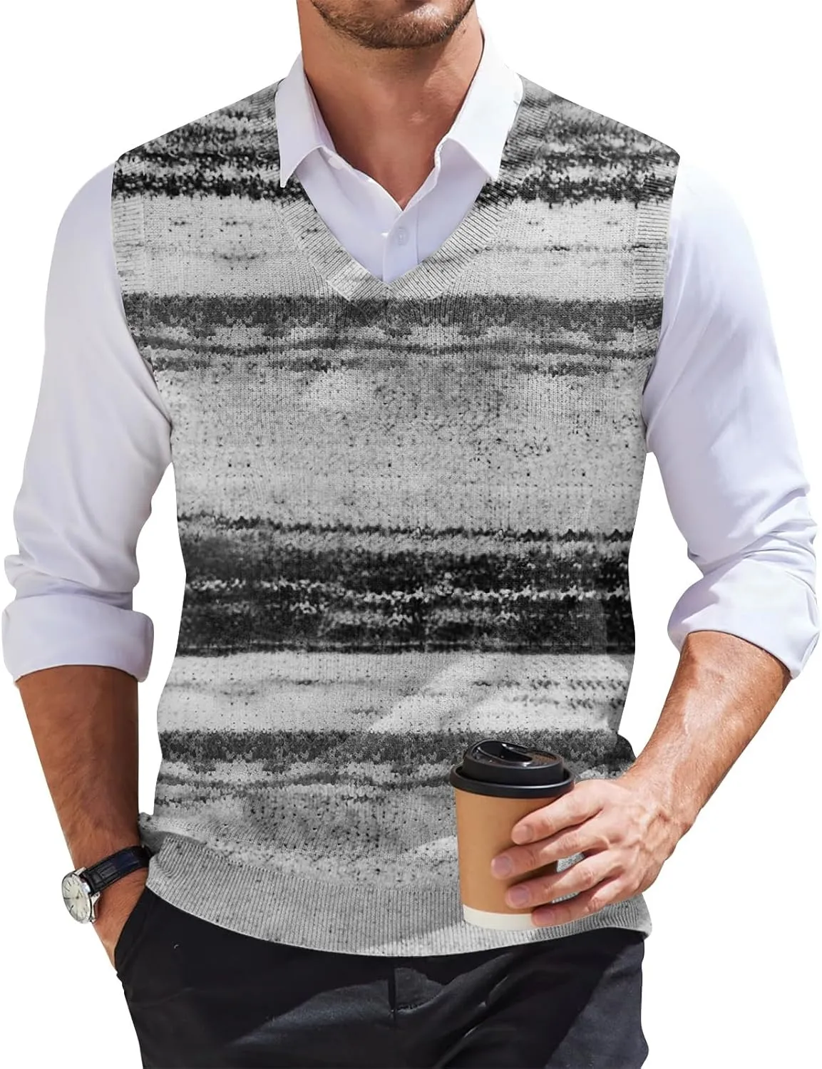 Mens Vest V Neck Sleeveless Knit Pullover Sweater Vest Casual Business Work Slim Fit Lightweight Coat Tops 2025