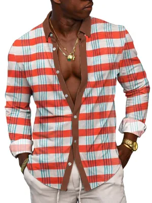 Men's Vintage Plaid Print Casual Long Sleeve Shirt