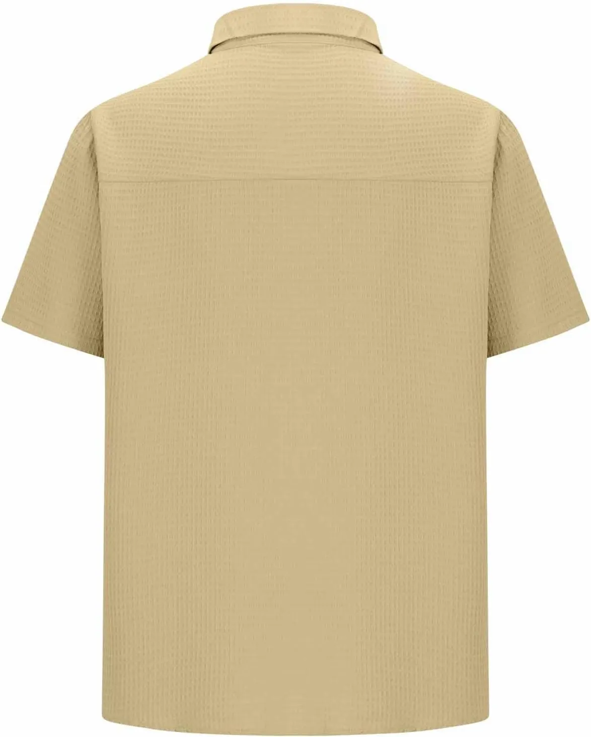 Men's Waffle Shirt Short Sleeve Button Down Shirts Summer Casual Beach Vacation Shirts Textured Wrinkle Free Shirt