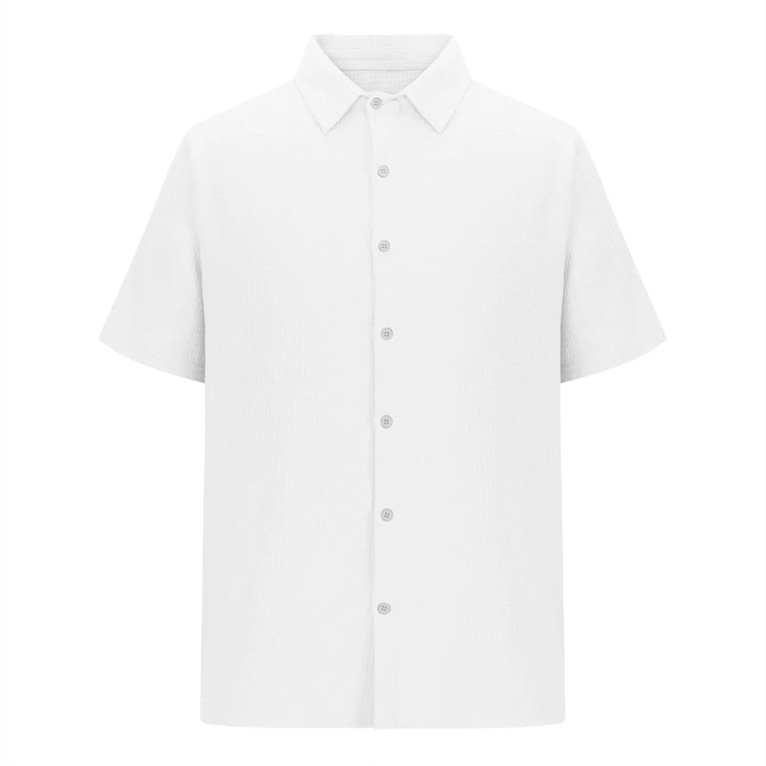 Men's Waffle Shirt Short Sleeve Button Down Shirts Summer Casual Beach Vacation Shirts Textured Wrinkle Free Shirt