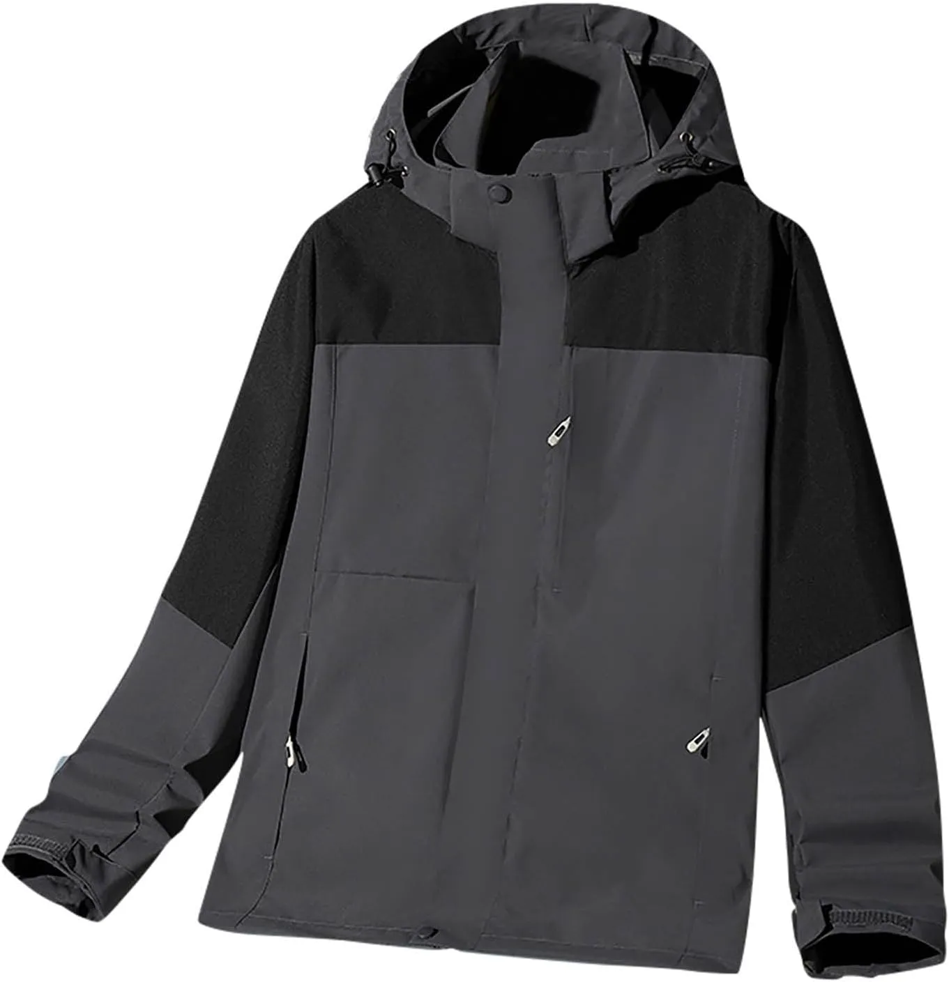 Mens Waterproof Rain Jacket Thin Hooded Color Block Raincoat Plus Size Outfits Outdoor Hiking Cycling Windbreaker