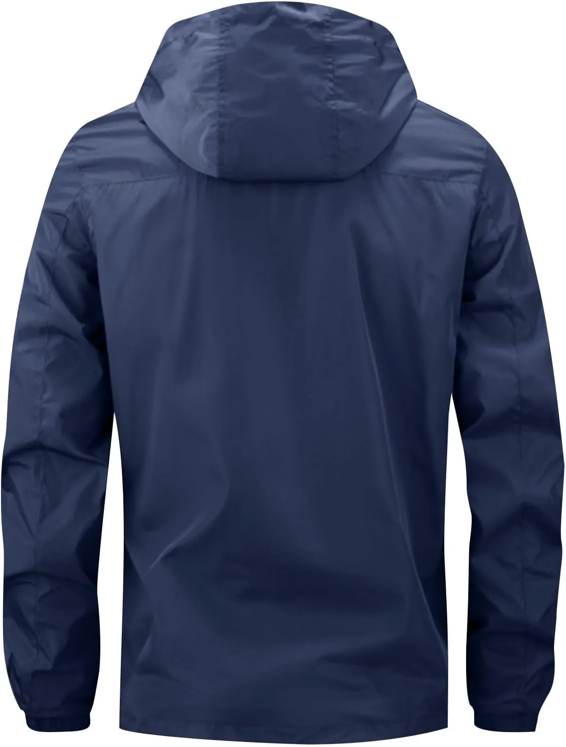 Mens Waterproof Rain Jacket With Hood Softshell Hiking Windbreaker Zip Up Rain Coats Pockets Outdoor Fishing Outwear