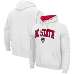 Men's White NC State Wolfpack Arch & Logo 3.0 Colosseum Pullover Hoodie