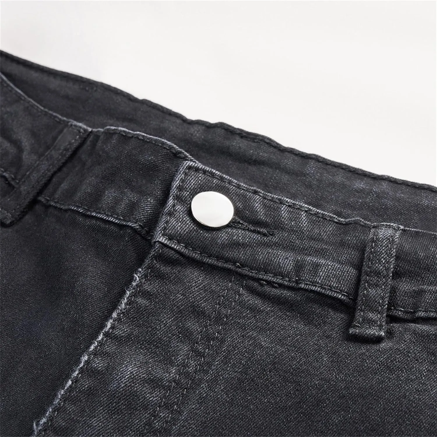 Men's Wide Leg Double-Front Jeans Fashion Casual Tapered Denim Jeans Relaxed Fit Washed Streetwear Jeans