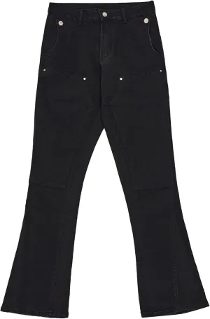 Men's Wide Leg Double-Front Jeans Fashion Casual Tapered Denim Jeans Relaxed Fit Washed Streetwear Jeans