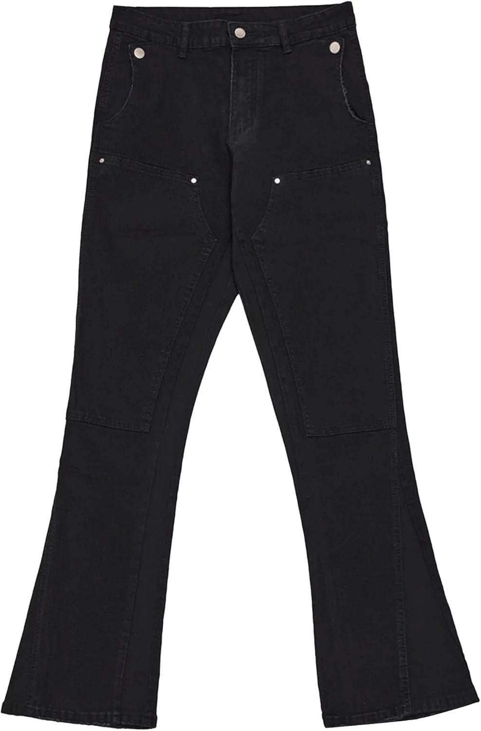 Men's Wide Leg Double-Front Jeans Fashion Casual Tapered Denim Jeans Relaxed Fit Washed Streetwear Jeans