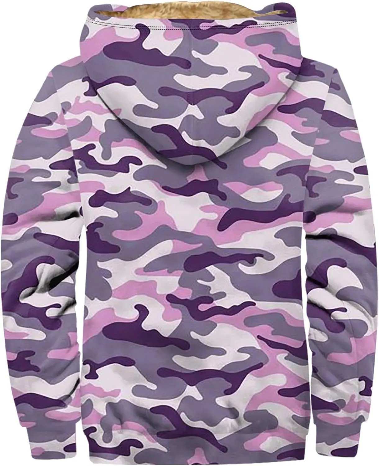 Mens Winter Camo Jacket Thickened Vintage Fashion Casual Padded Graphic Long Sleeve Warm Camo Coats