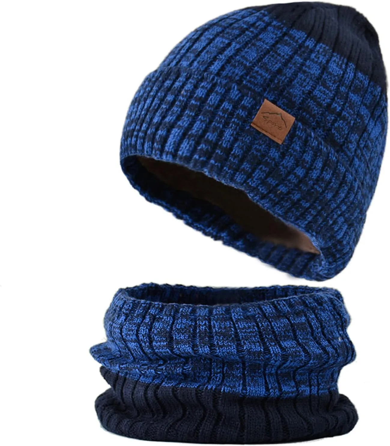 Mens Womens Winter Beanie Hat Scarf Set Slouchy Knit Beanie Skull Caps Ribbed Cuffed Beanies Cap Stretch Thermal Cap