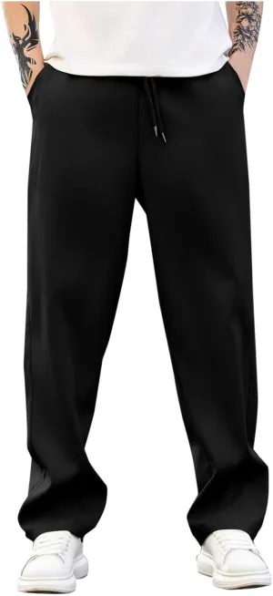 Mens Workout Pants Big and Tall Drawstring Elastic Waist Track Pants Baggy Khaki Running Chinos Athletic Joggers