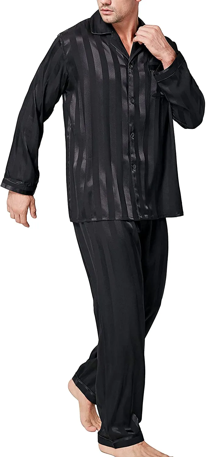 Michael Beige Silk Satin Pajamas Two-Piece Set