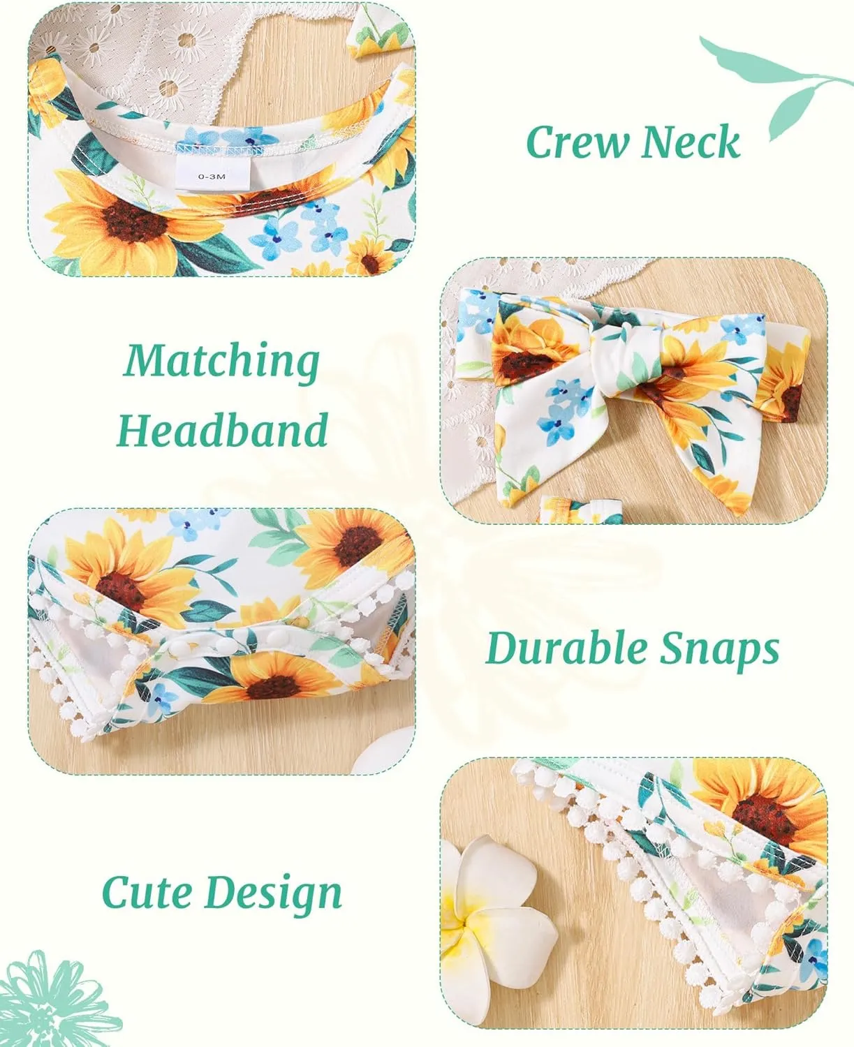 Mioglrie Baby Girl Clothes Newborn Girl Clothes Summer Infant Baby Girl Outfits Romper Headband Clothing Sets