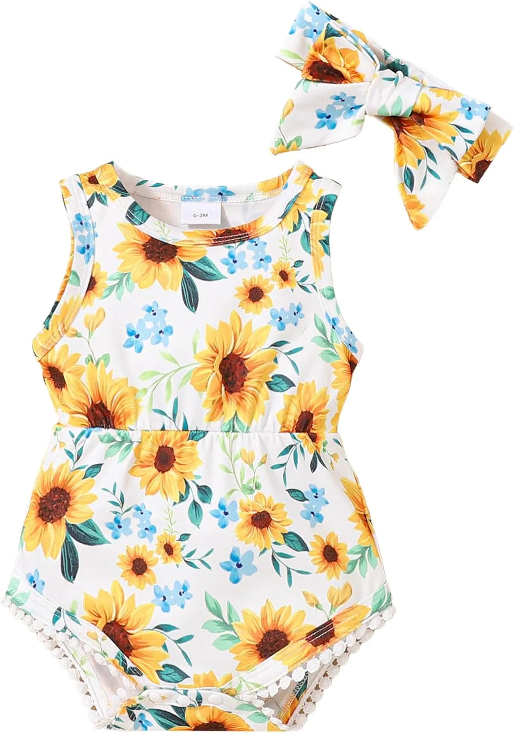 Mioglrie Baby Girl Clothes Newborn Girl Clothes Summer Infant Baby Girl Outfits Romper Headband Clothing Sets