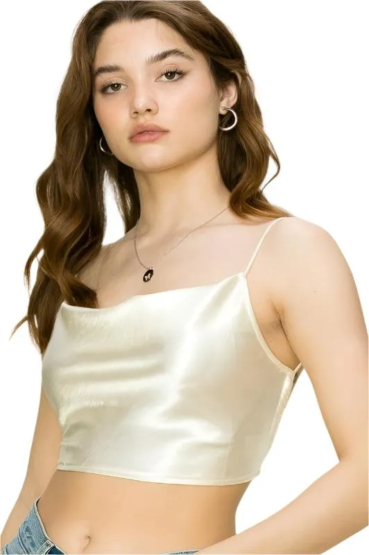 Miss Me Cowl Tie-Back Crop Top
